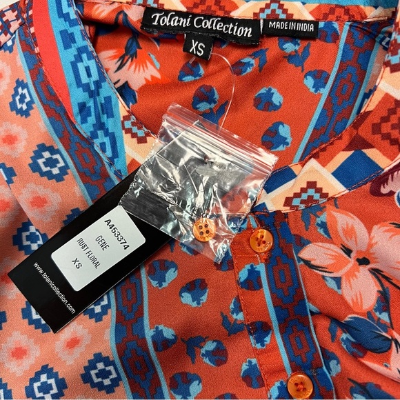 Tolani Collection Women’s Long-Sleeve Tunic with Tie Front Size XS - Picture 6 of 7